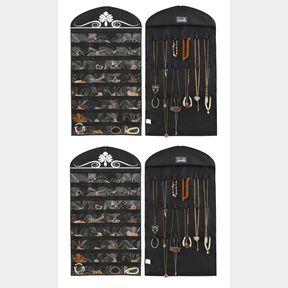 2PCS JEWELRY HANGING ORGANZIER 32 POCKET & 18 HOOK LOOPS BLACK