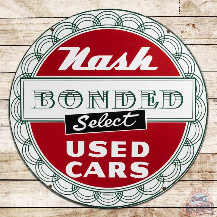 Superb Nash Bonded Select Used Cars 42" Double Sided Porcelain Sign