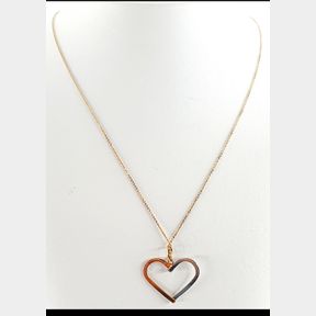 9CT GOLD PLATED & 925 SILVER HEART PENDANT & CHAIN - 51929/10067