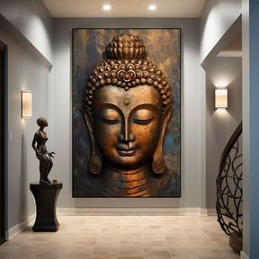 Buddha Wall Art Brown Gold Cotton Canvas cm Religious Wall Art Buddha Wall Art | SUPPORT PLANKS LOOSE