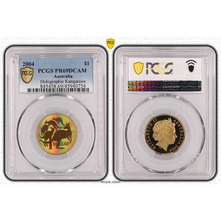 Elizabeth II, Holographic Kangaroos, One Dollar, 2004, PCGS PR69DCAM