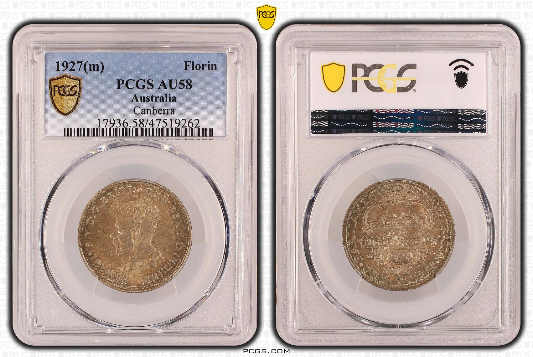 Florin, 1927(m), PCGS AU58