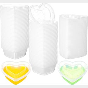 DIDAEY 108 PCS VALENTINE'S DAY HEART SHAPED STORAGE CONTAINERS 4 OZ HEART PLASTIC CONTAINERS WITH LIDS TRANSPARENT SMALL CLEAR BOX