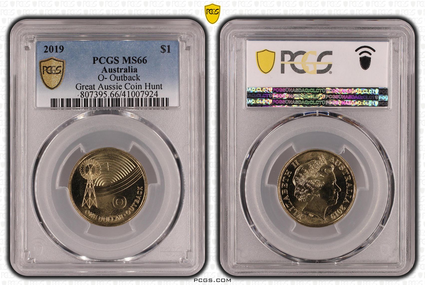 426 · 2019 Australia One Dollar, $1 O- Outback Great Aussie Coin Hunt PCGS - MS66 -924
