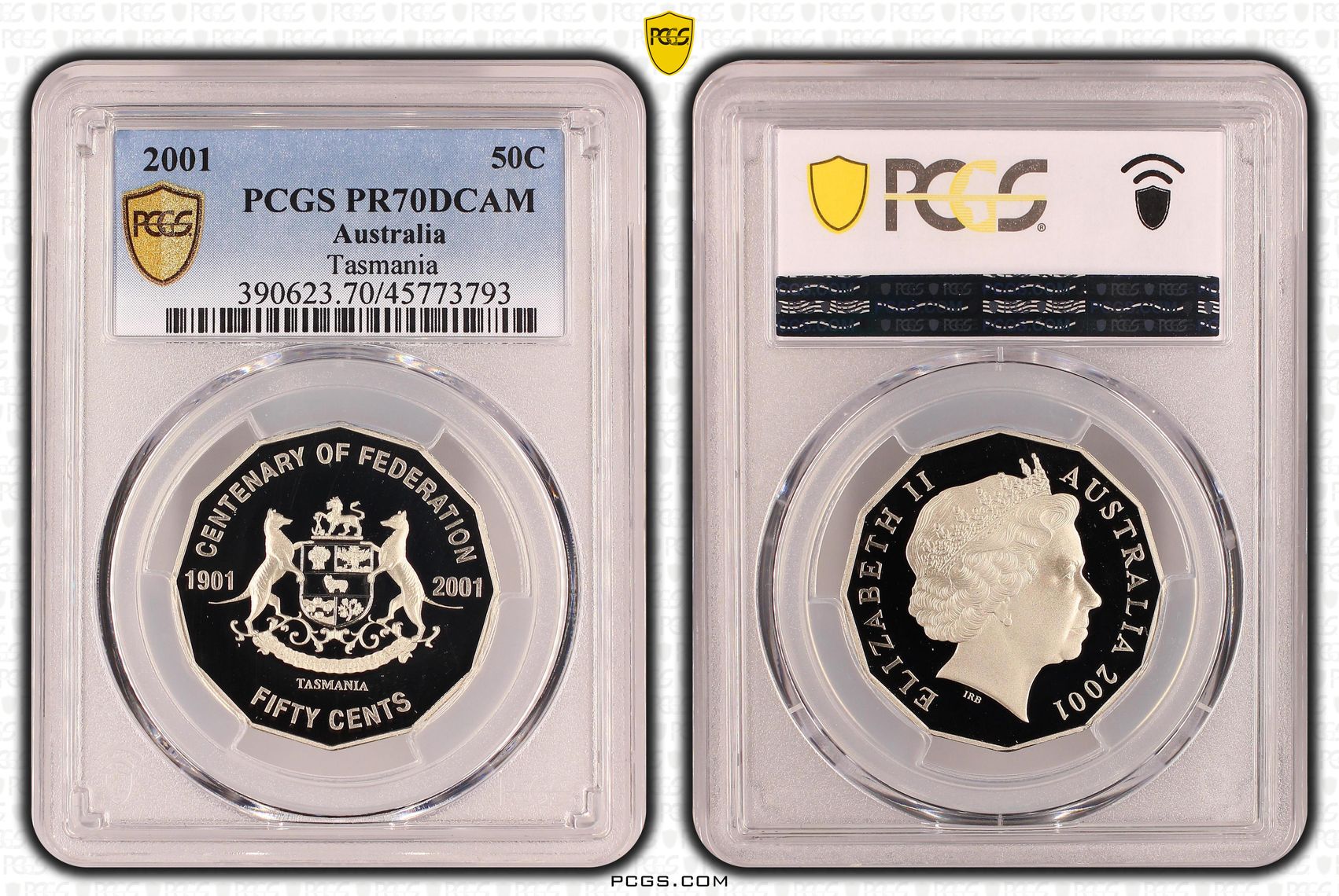 Elizabeth II, Tasmania, Fifty Cent, 2001, PCGS PR 70DCAM