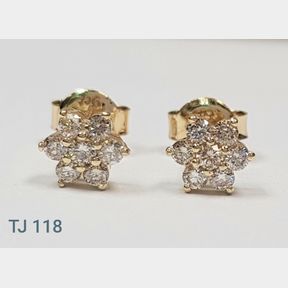 YELLOW GOLD STAR DESIGN� STUD EARRINGS WITH 14 DIAMONDSEQUAL0.34CT