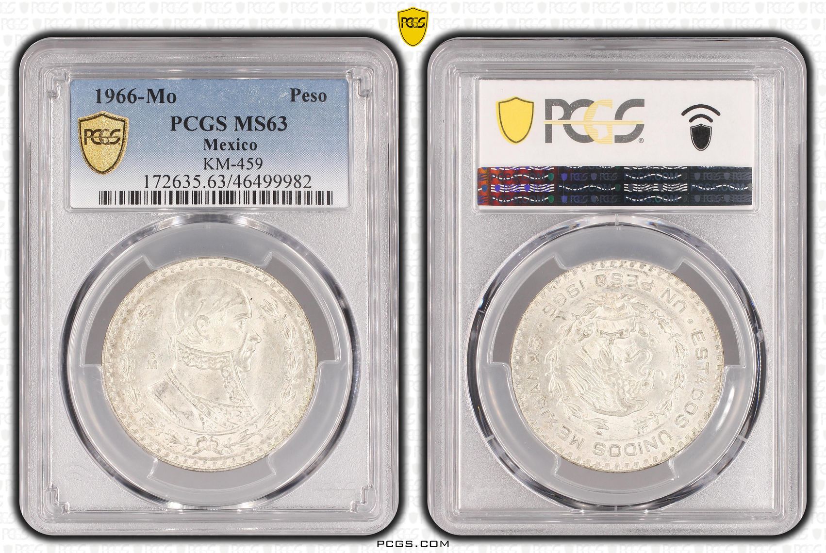 Mexico, KM-459, Peso, 1966-Mo, PCGS MS63