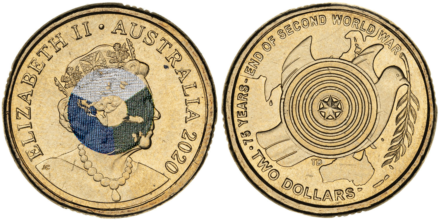 Elizabeth II, 75th Anniversary End of WW II - Bullseye, Two Dollars, 2020, UNC