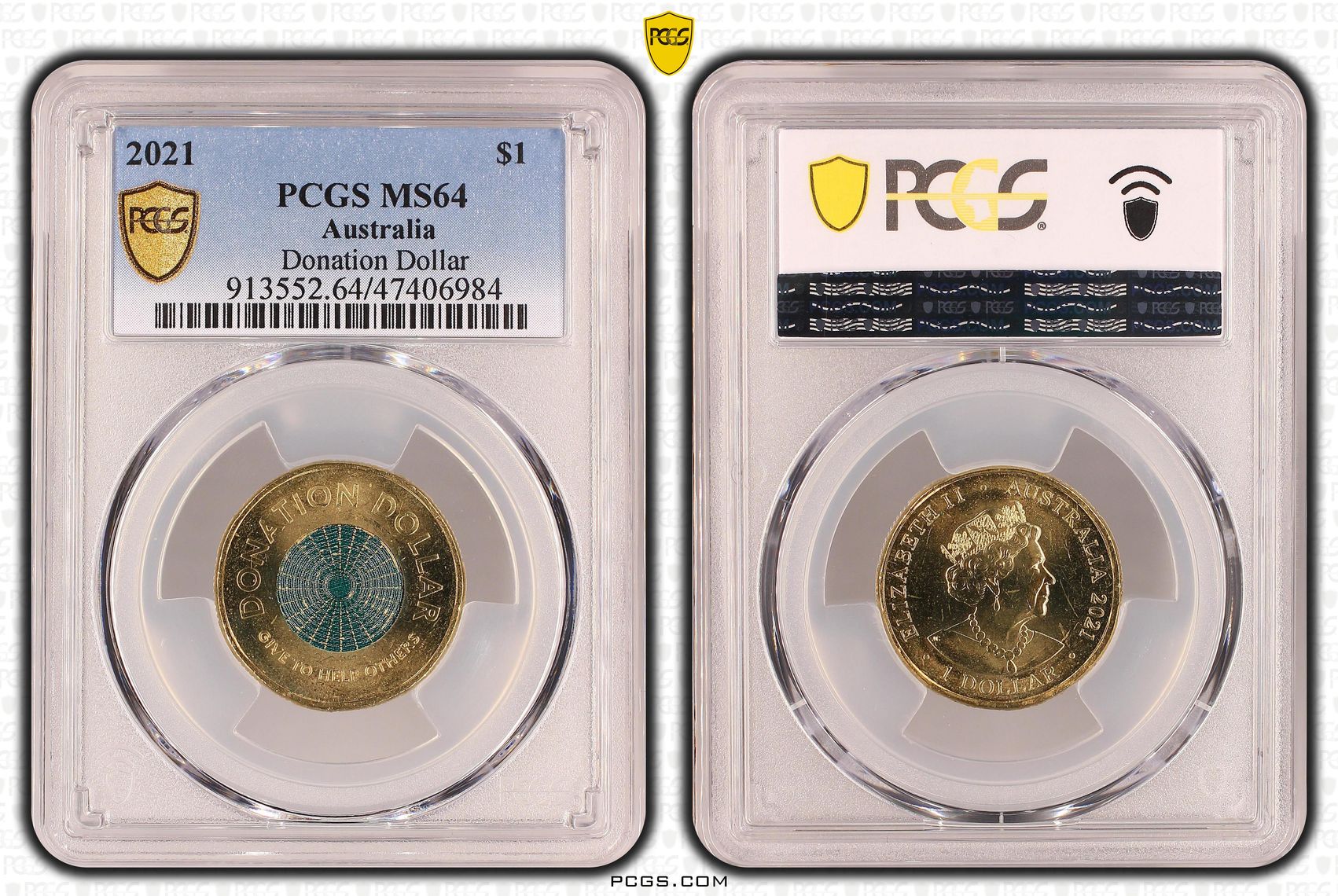461 · Elizabeth II, Donation Dollar , One Dollar, 2021, PCGS MS64