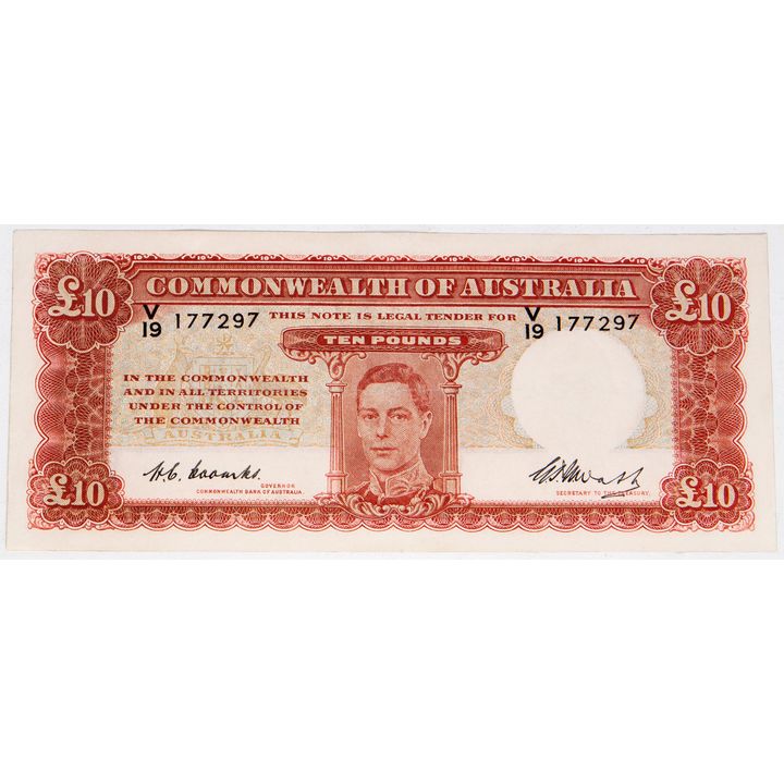 Coombs/Watt, Ten Pounds, 1949, aUNC