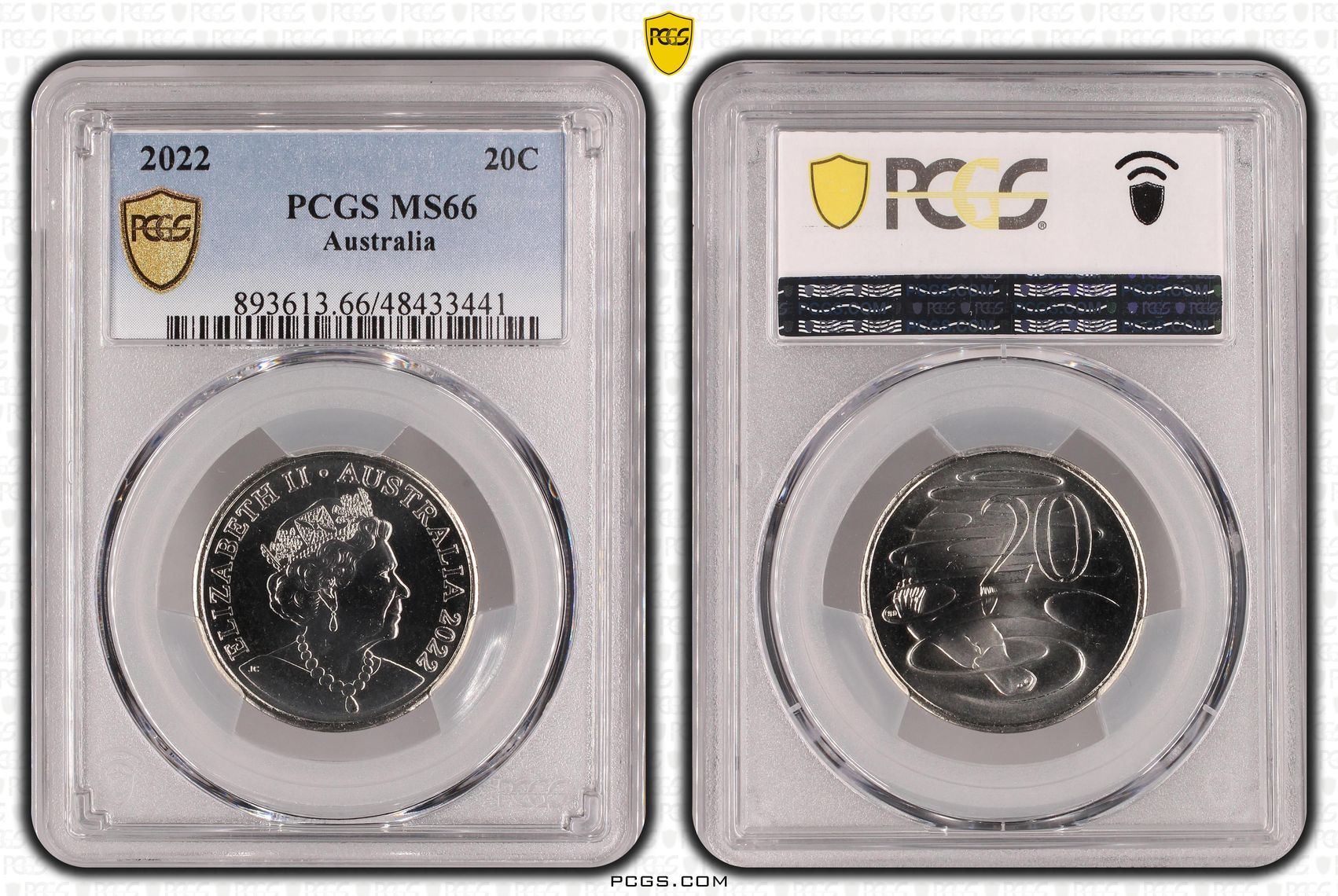 Elizabeth II, , Twenty Cent, 2022, PCGS MS66