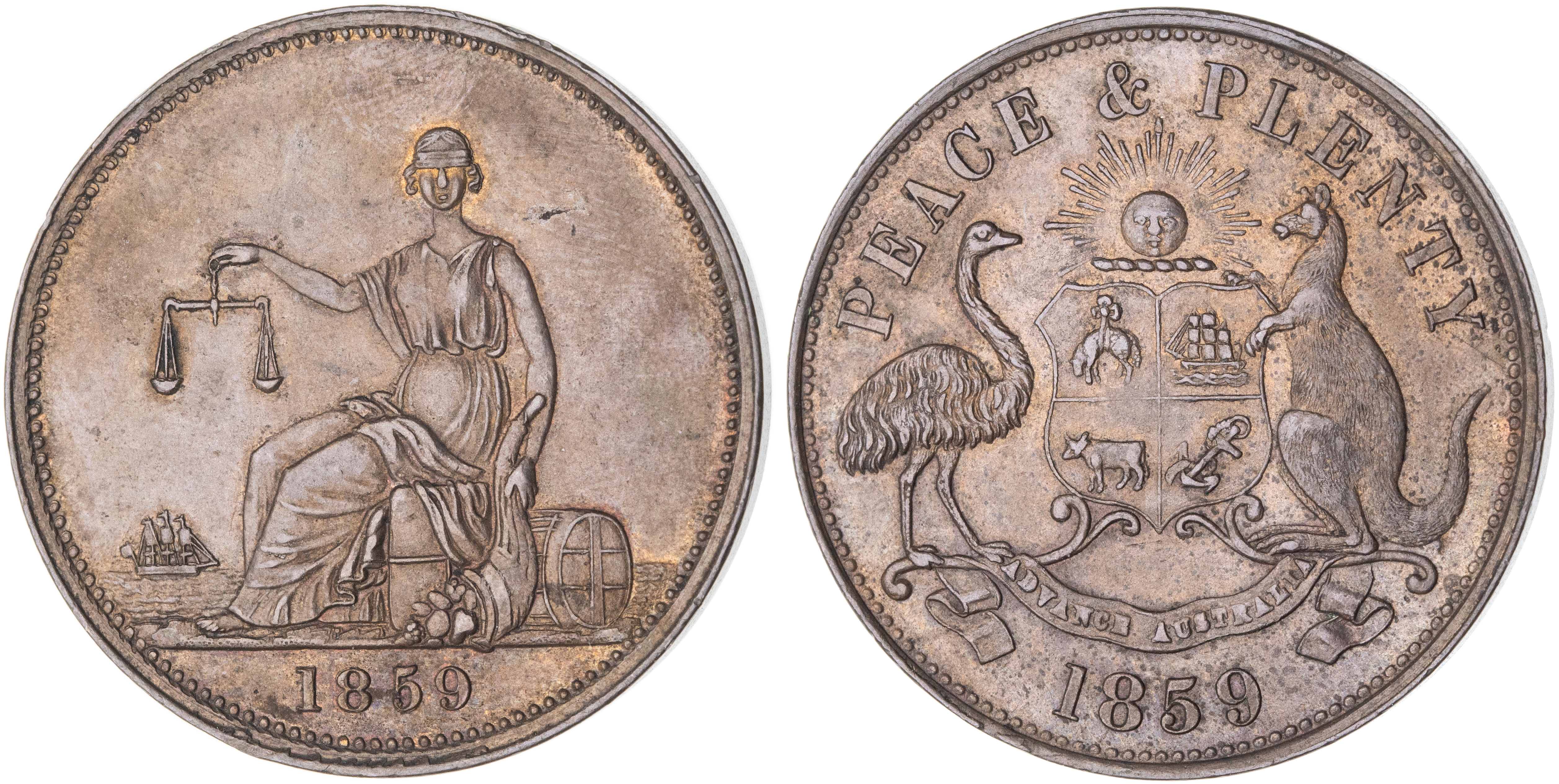 Melbourne, Victoria, Penny, 1859, gEF