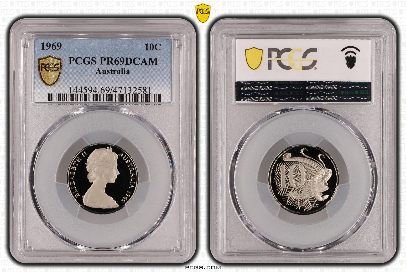 Elizabeth II, Ten Cent, 1969, PCGS PR69DCAM