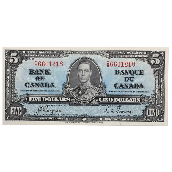 Canada, George VI, Five Dollars, 1937, nearly Uncirculated
