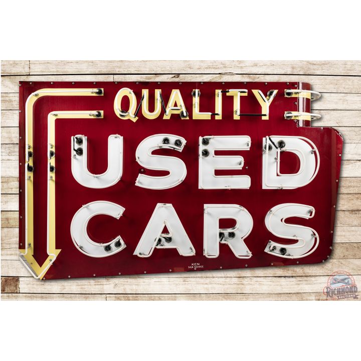 6' Ford Quality Used Cards Double Sided Porcelain Neon Sign