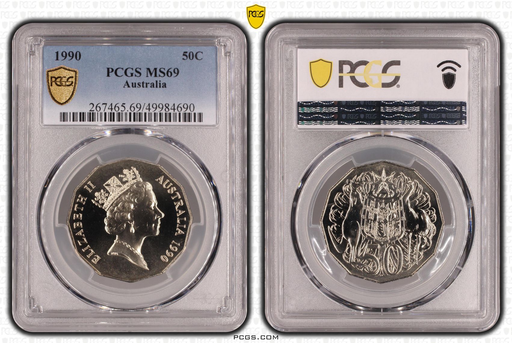 POP 4/0, Fifty Cent, 1990, PCGS MS69