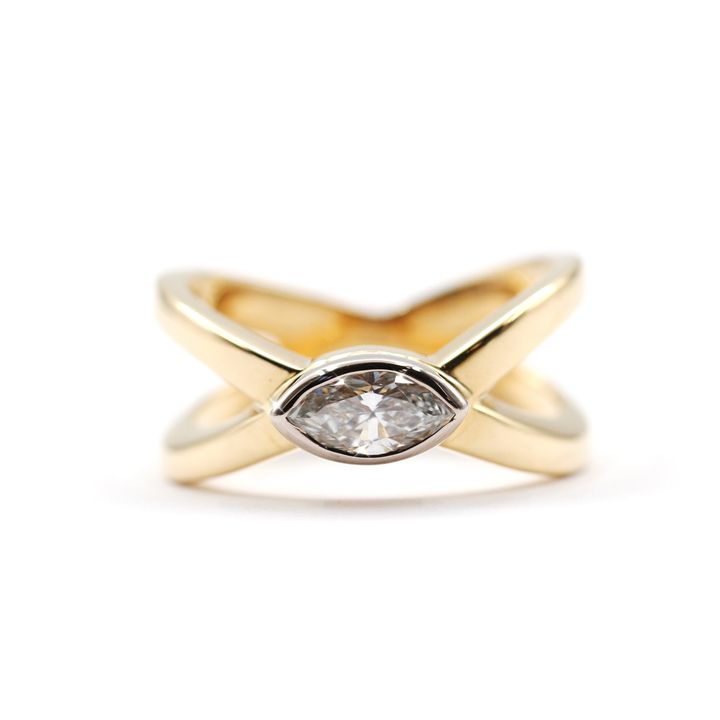 18ct Gold Handmade Marquise Diamond Ring