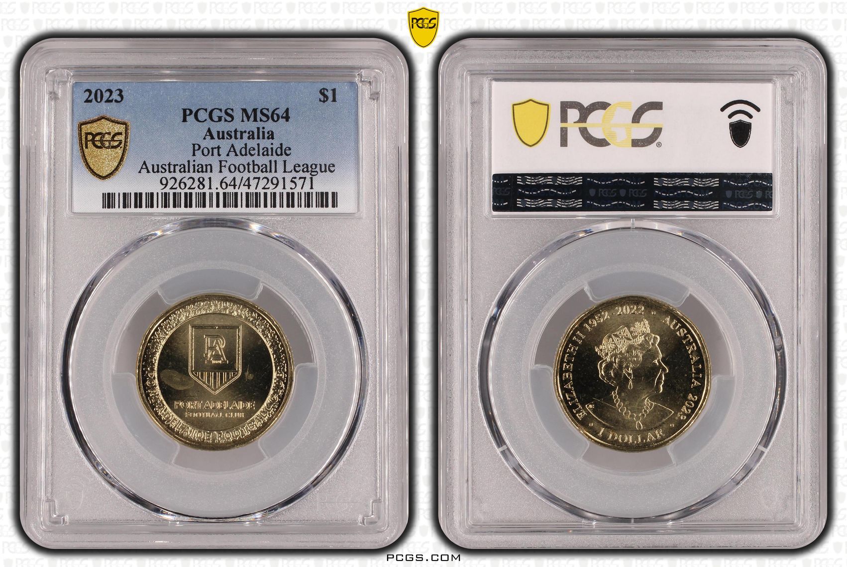 Elizabeth II, AFL - Port Adelaide, One Dollar, 2023, PCGS MS64