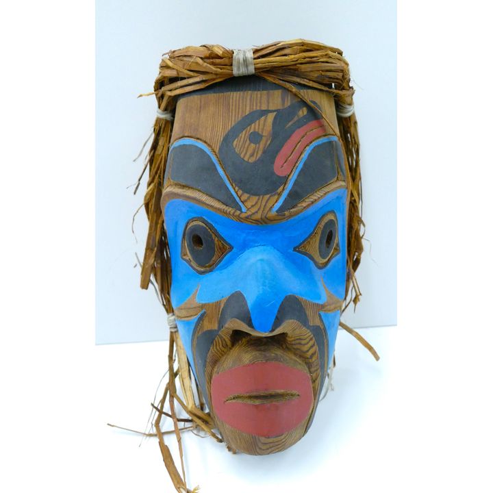 Sean Simeon (Kwakiutl) ''Warrior Mask'' Carved Cedar 11''x6.5''