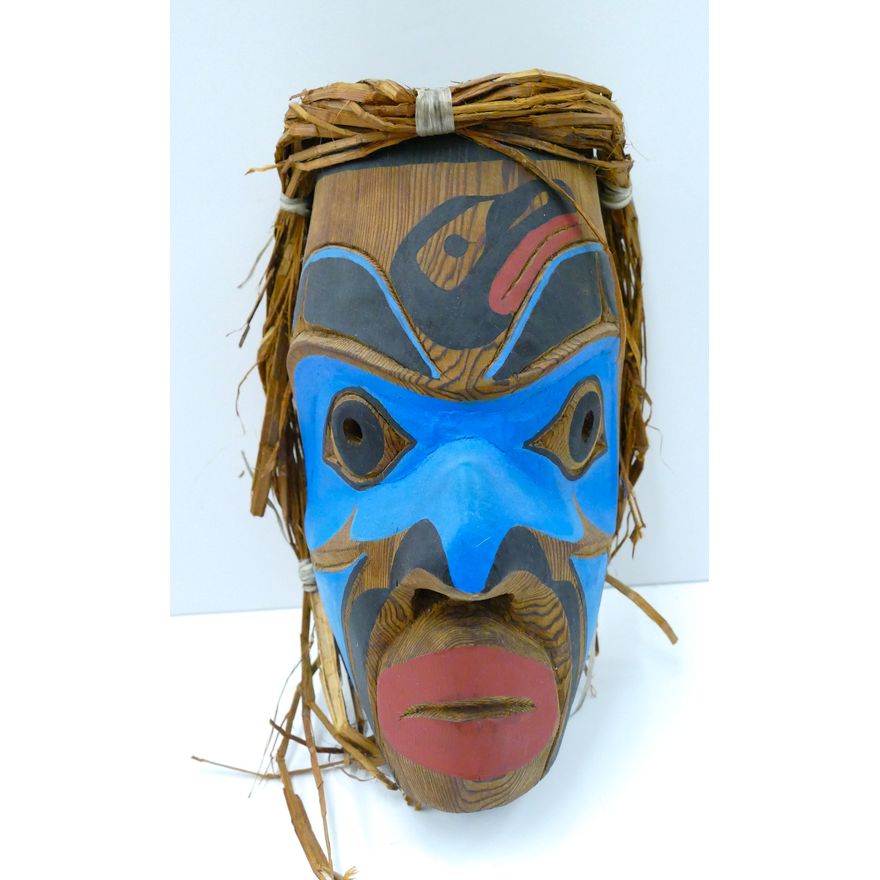 Sean Simeon (Kwakiutl) ''Warrior Mask'' Carved Cedar 11''x6.5''