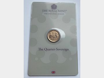2022 'MEMORIAL' GOLD QUARTER SOVEREIGN ON CARD