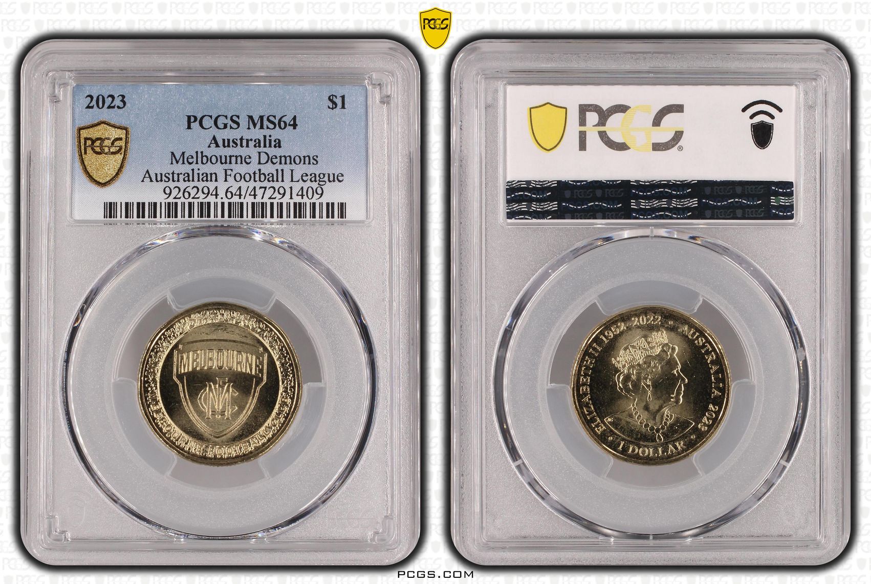 Elizabeth II, Melbourne Football Club, One Dollar, 2023, PCGS MS64