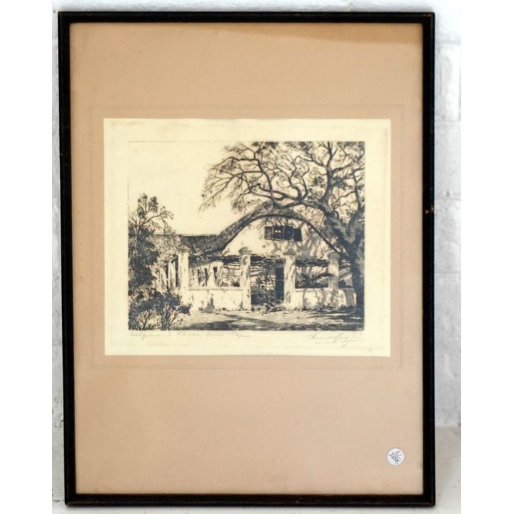 TINUS DE JONGH - ETCHING - WELGEMOED, RHODES DRIVE, CAPE