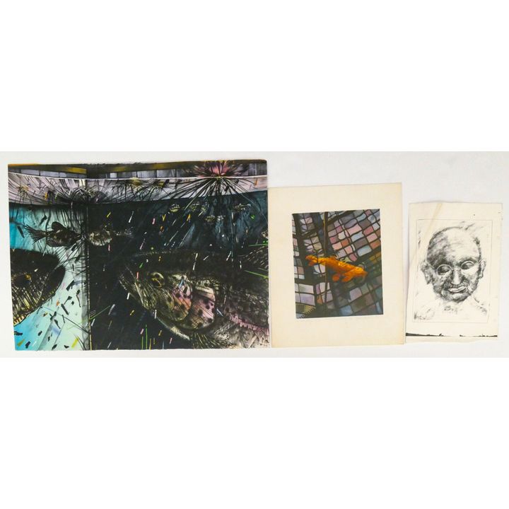 3pc Fish Prints Etc. Loose, unframed.