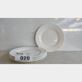 5 PIECE 10.5 INCH WHITE PORCELAIN ROUND DINNER PLATE
