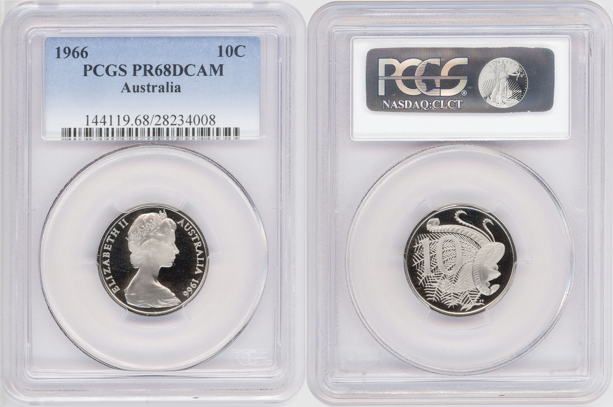 Ten Cent, 1966, Pcgs Pr68dcam