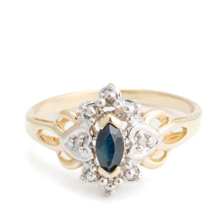 Sapphire & Diamond Cluster 9ct Gold Ring