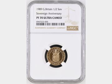 1989 'TUDOR ROSE' PROOF GOLD HALF SOVEREIGN PF70 UCAM TOP POP!