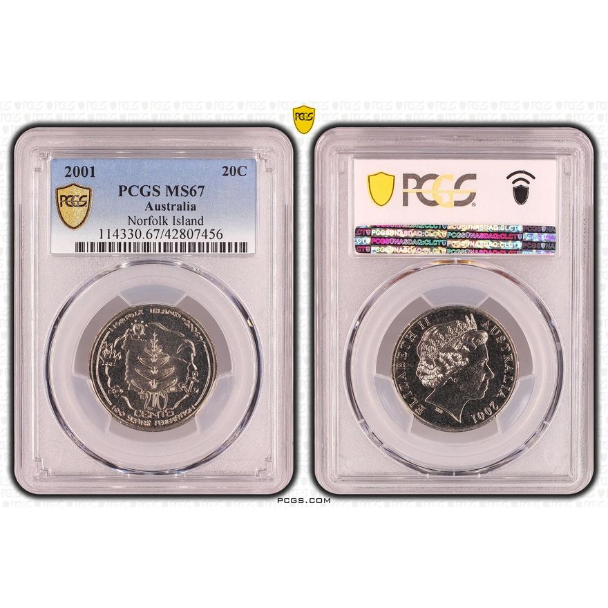 Norfolk Island, Twenty Cent, 2001, PCGS MS67