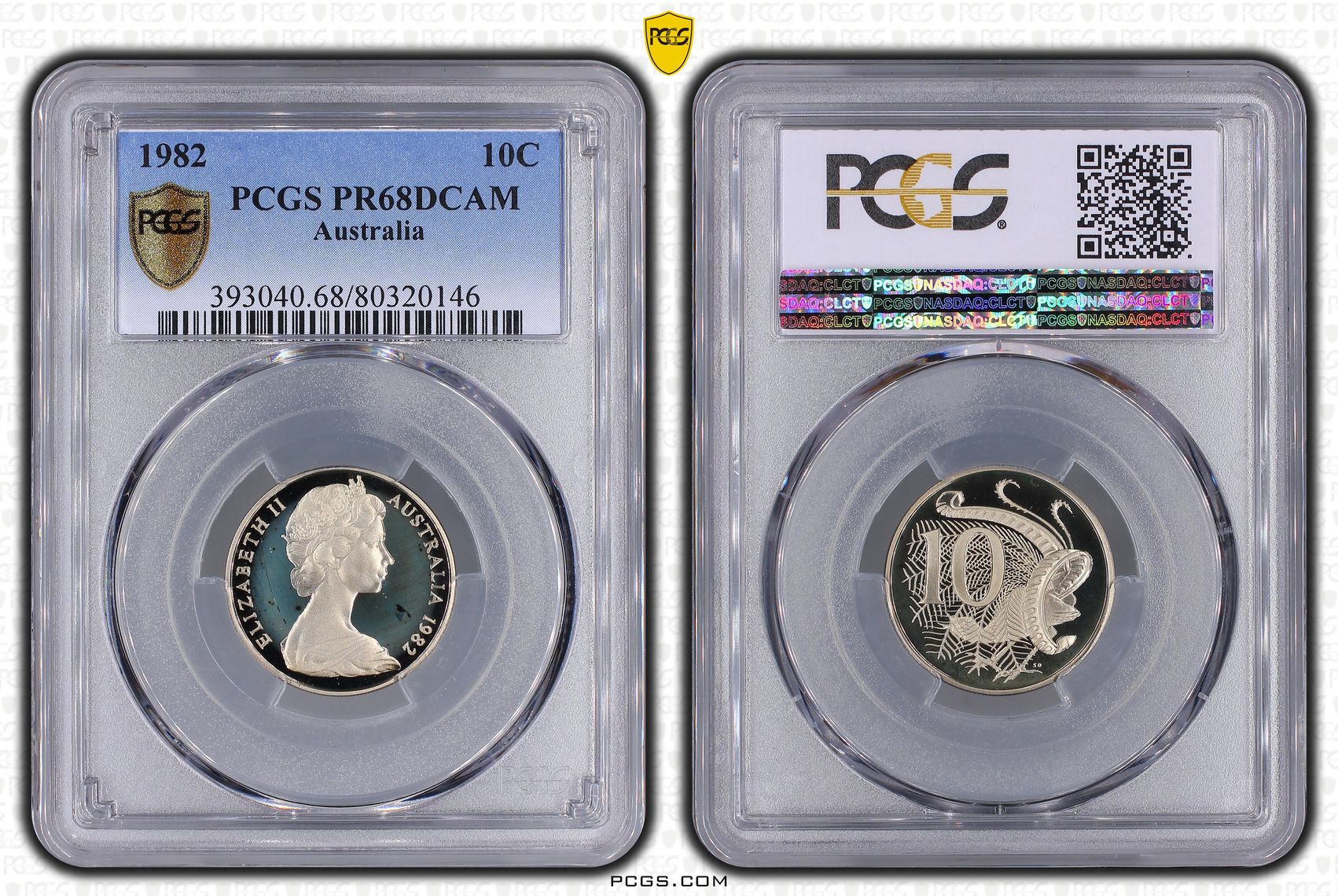 Elizabeth II, Ten Cent, 1982, PCGS PR68DCAM