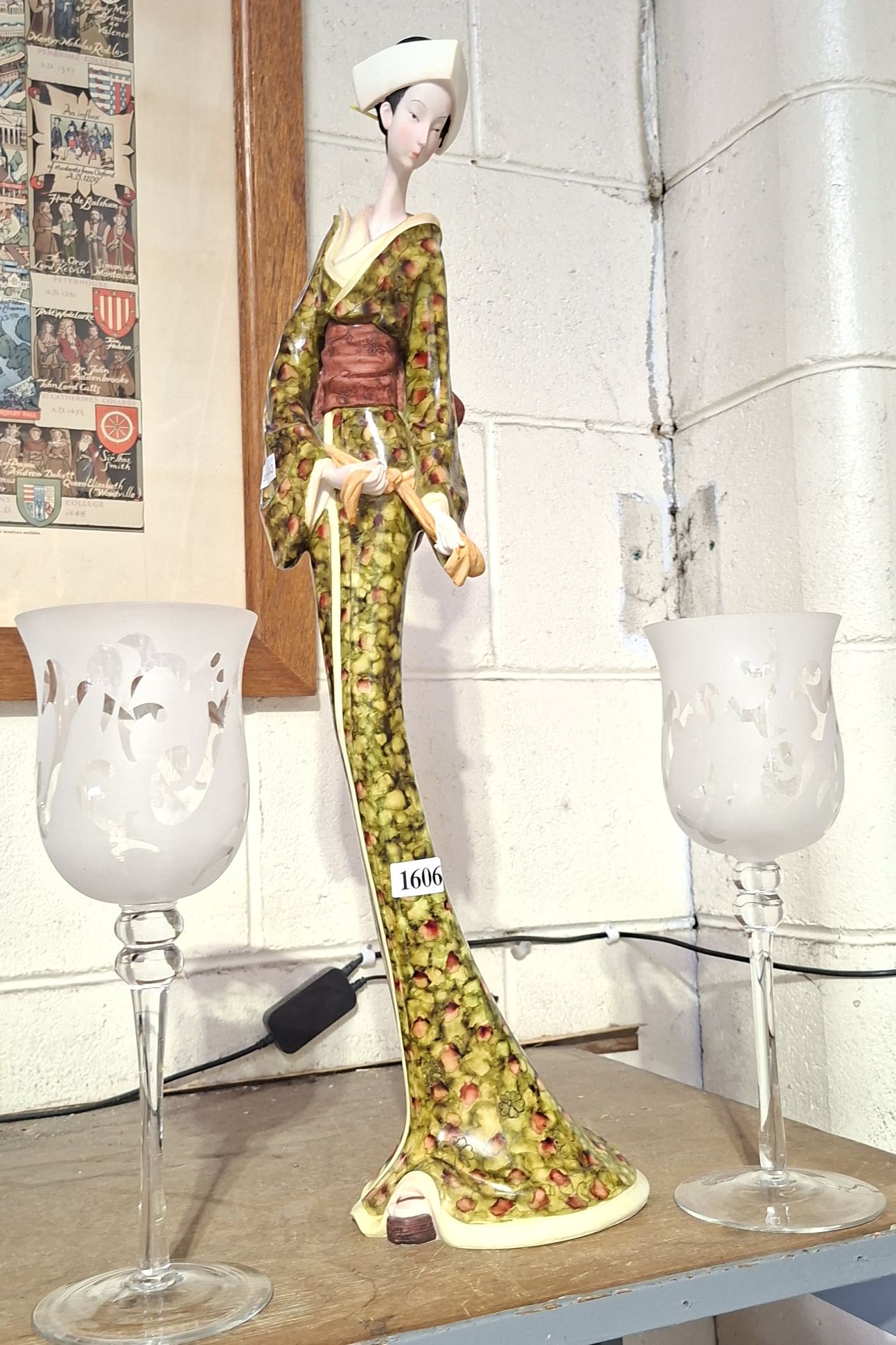 Japanese Lady Figurine And Candle Holder