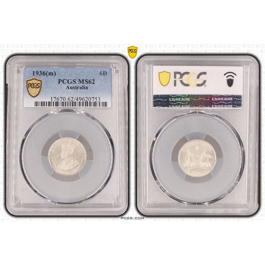 1936(m) Australia Sixpence PCGS MS62