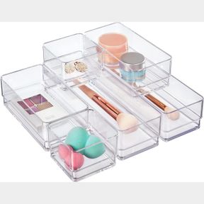 6 PIECE STORI SIMPLESORT 6-PIECE STACKABLE CLEAR DRAWER ORGANIZER SET | MULTI-SIZE TRAYS | SMALL MAKEUP VANITY STORAGE BINS AND OF