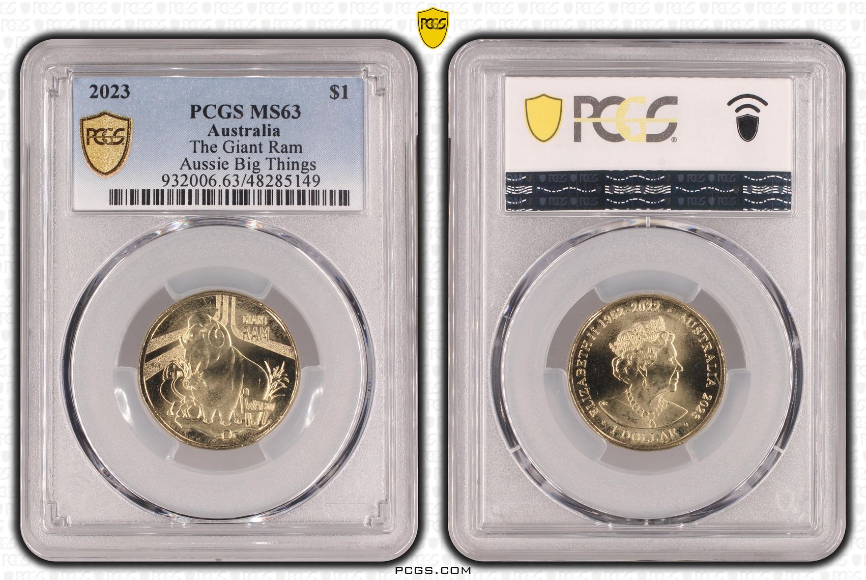 346 · Elizabeth II, The Giant Ram Aussie Big Things , One Dollar, 2023, PCGS MS63