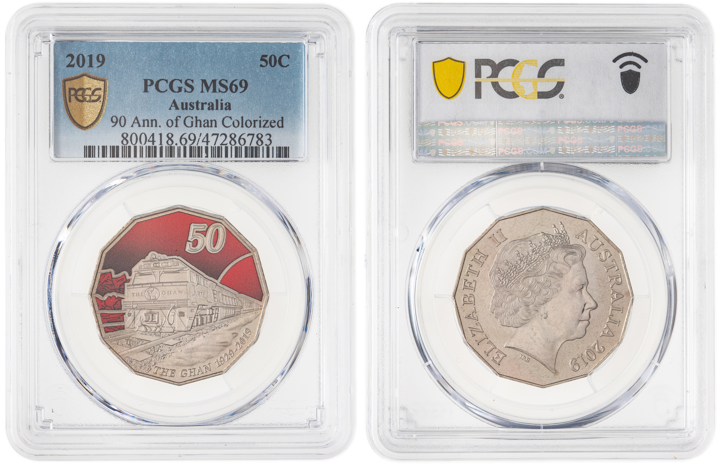 Elizabeth II, 90 Ann. of Ghan Colorized, Fifty Cent, 2019, PCGS MS69
