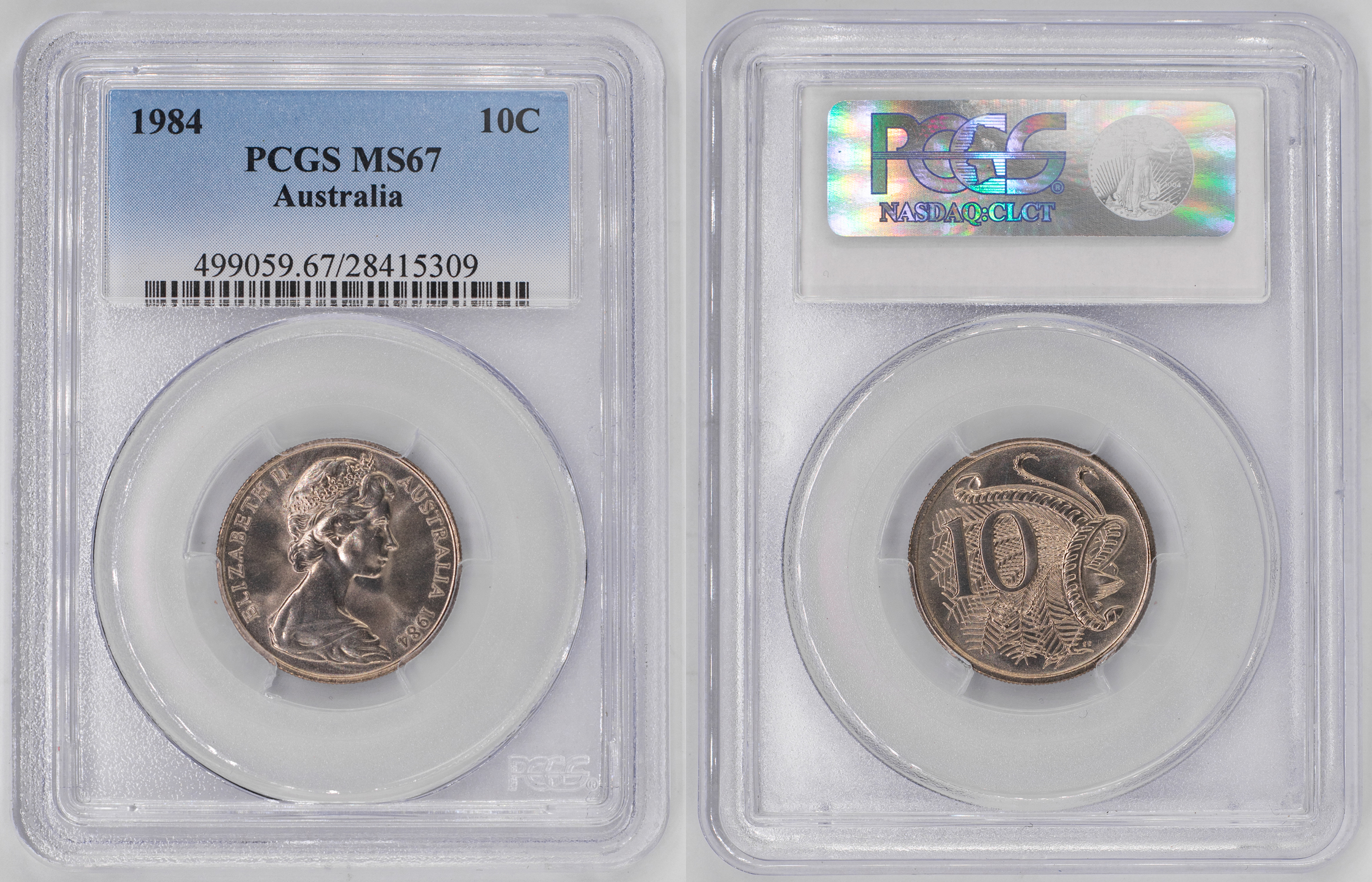 Elizabeth II, Ten Cent, 1984, PCGS MS67