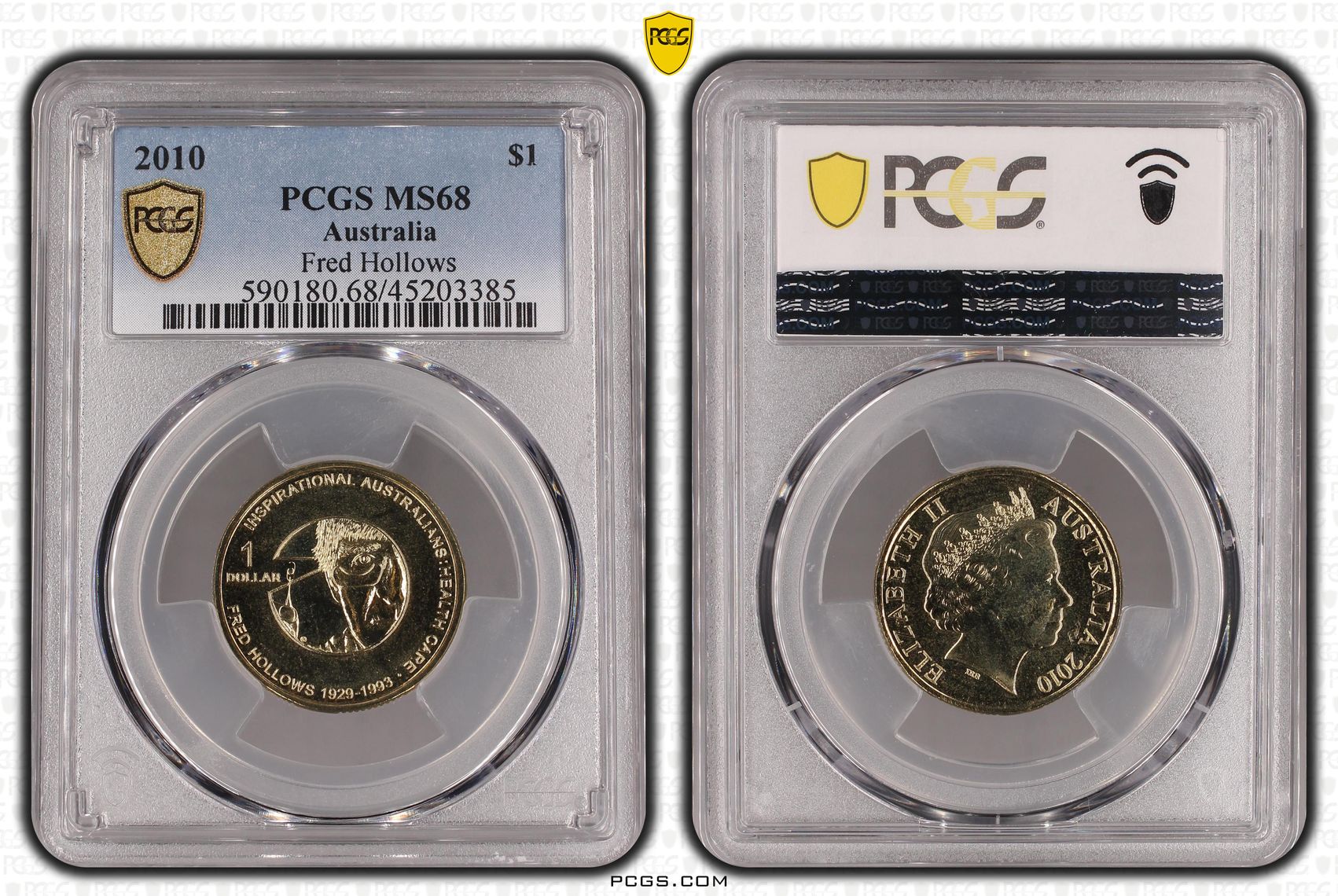 2010 Australia One Dollar, $1 Fred Hollows PCGS - MS68 POP 5/0 -385