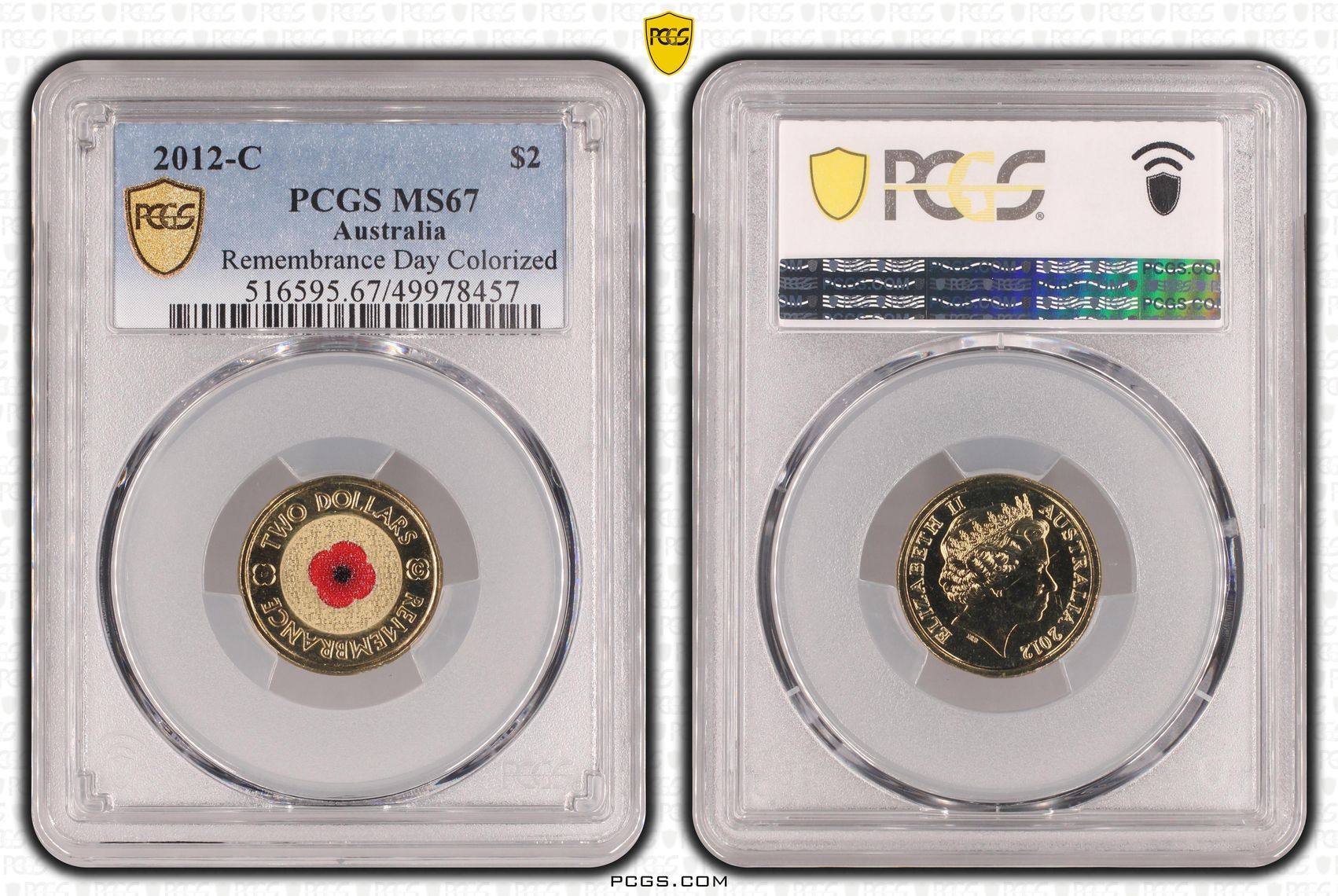 Remembrance Day Colorized , Two Dollar, 2012-C, PCGS MS67