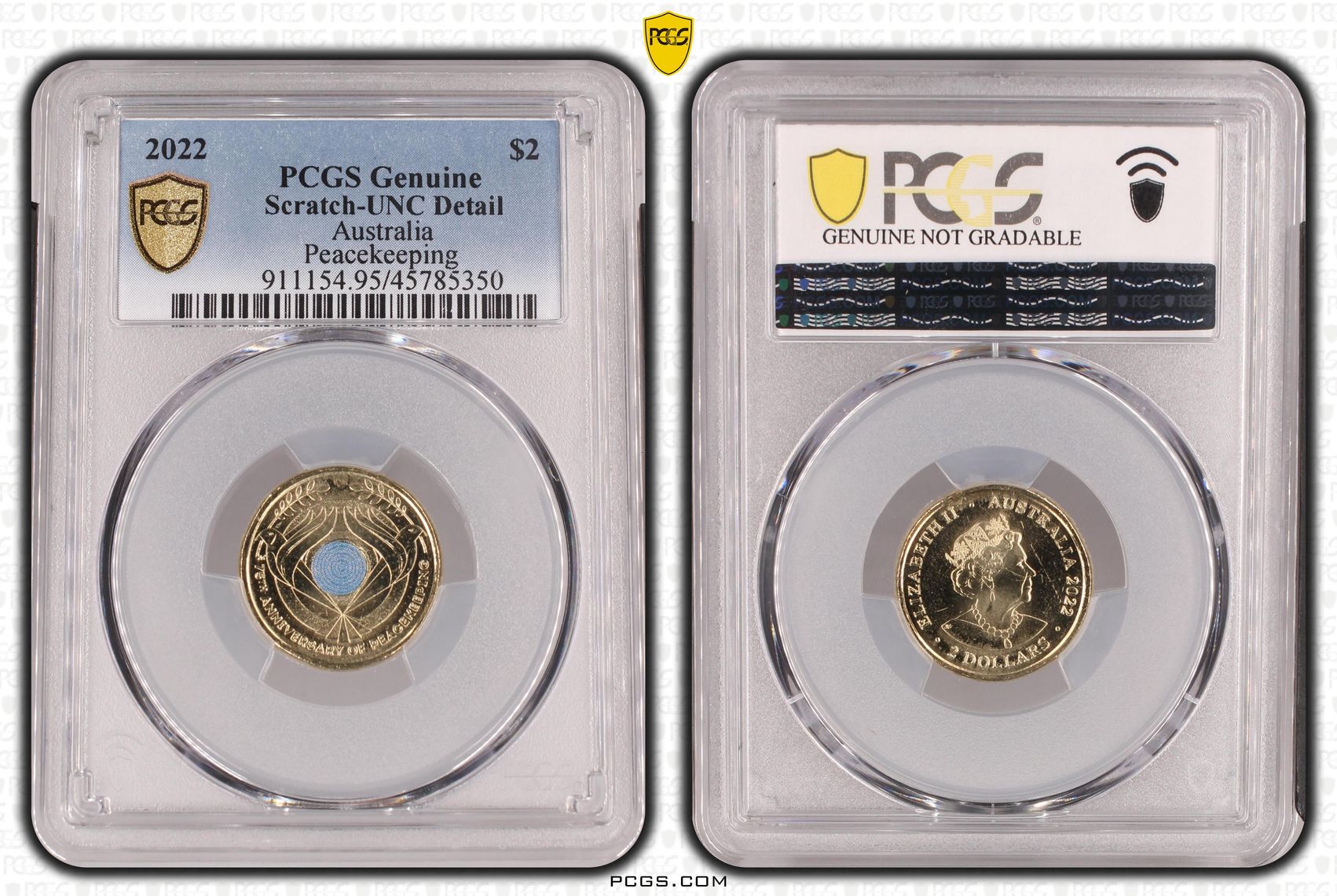 Peacekeeping - Colorized, Two Dollar, 2022, PCGS Genuine - UNC Details (95 - Scratch)
