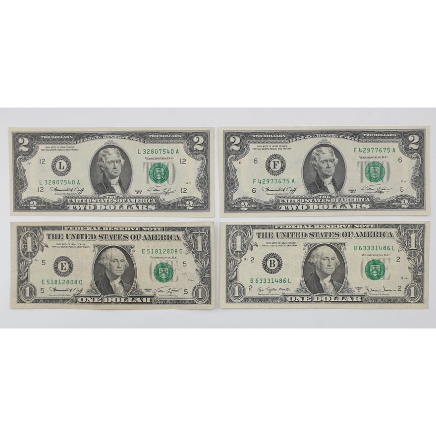 Circa 1970's US Notes (x4)