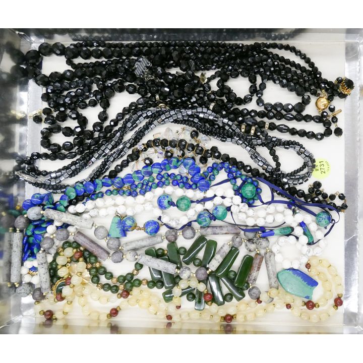 Box Jet Glass & Stone Beaded Necklaces