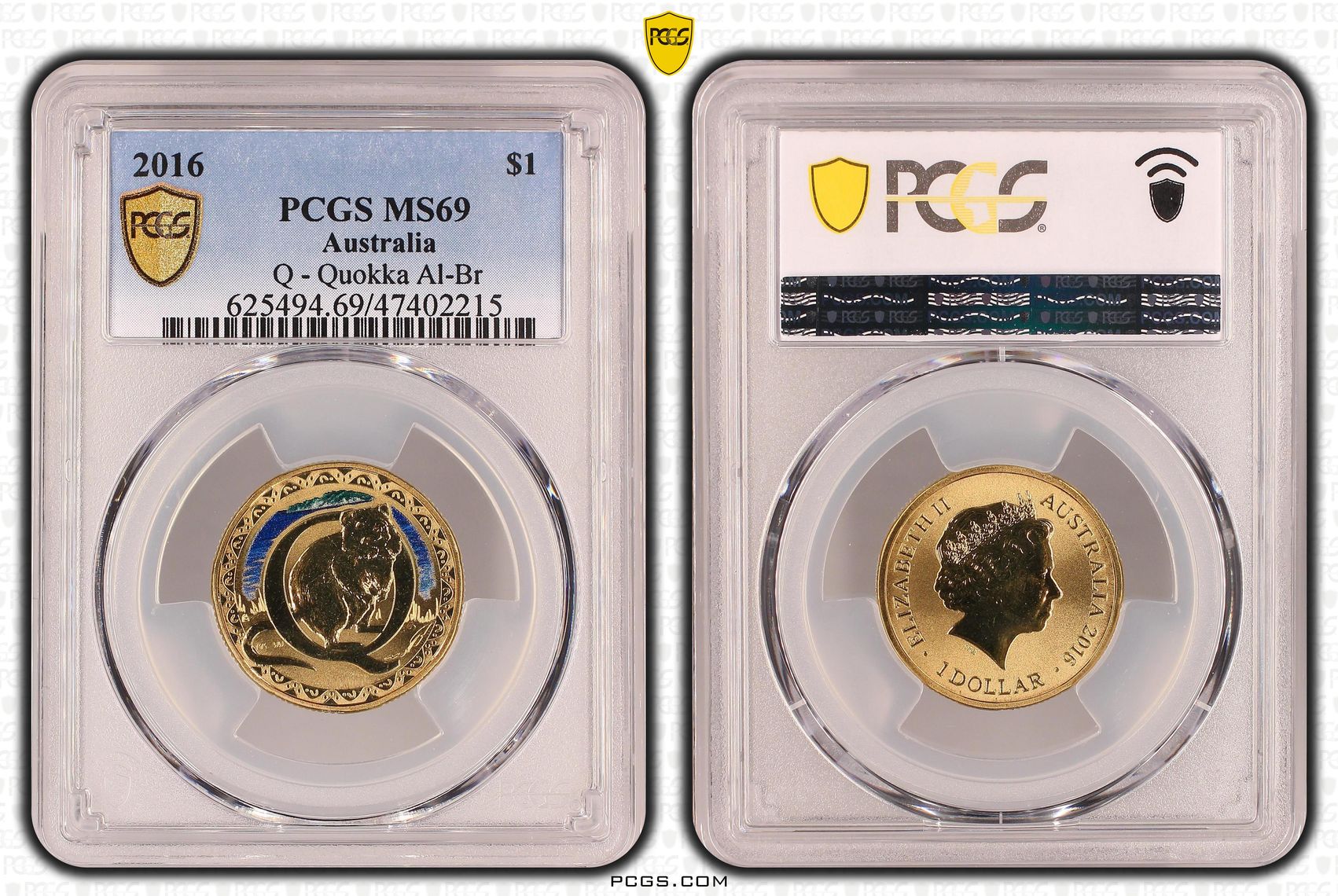 Q - Quokka Al-Br, One Dollar, 2016 POP Report 11/0, PCGS MS 69