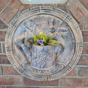 Decorative Metal Wall Hanging Shield - Watering Can Wall Pocket Design