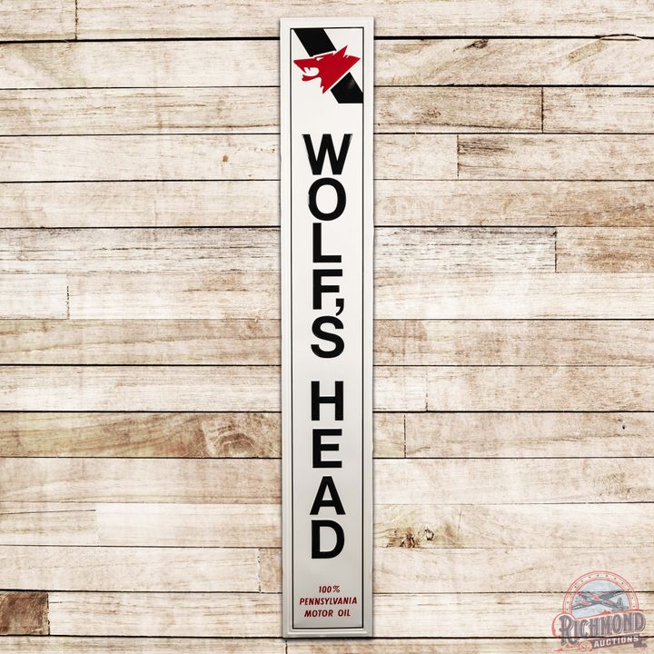 Wolf's Head 100% Pennsylvania Motor Oil Vertical SST Sign w/ Logo
