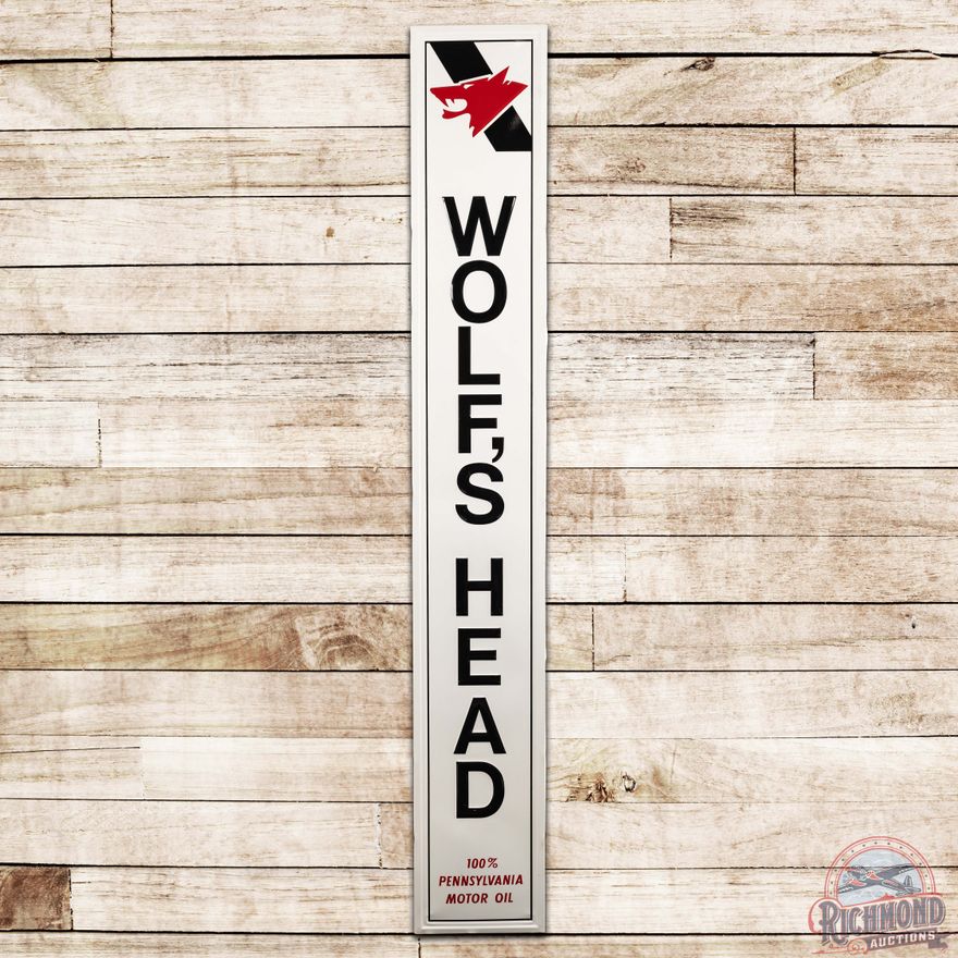 Wolf's Head 100% Pennsylvania Motor Oil Vertical SST Sign w/ Logo