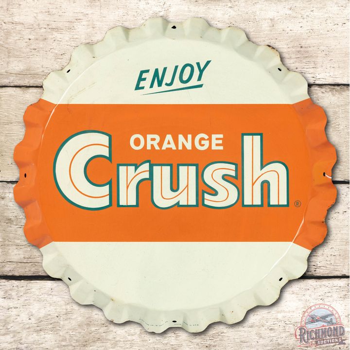 Enjoy Orange Crush Embossed Bottle Cap Tin Sign